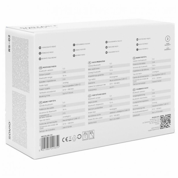 SAVIO RS-02 Přenosné rádio, bílé
