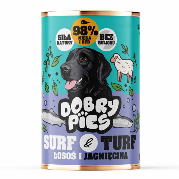 DOBRY PIES Surf & Turf Salmon and lamb - vlhké krmivo pro...