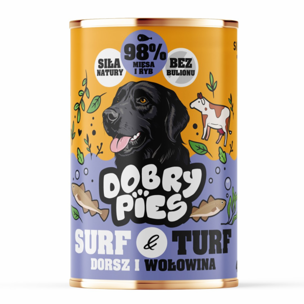 DOBRY PIES Surf & Turf Trout and beef - vlhké krmivo pro ...