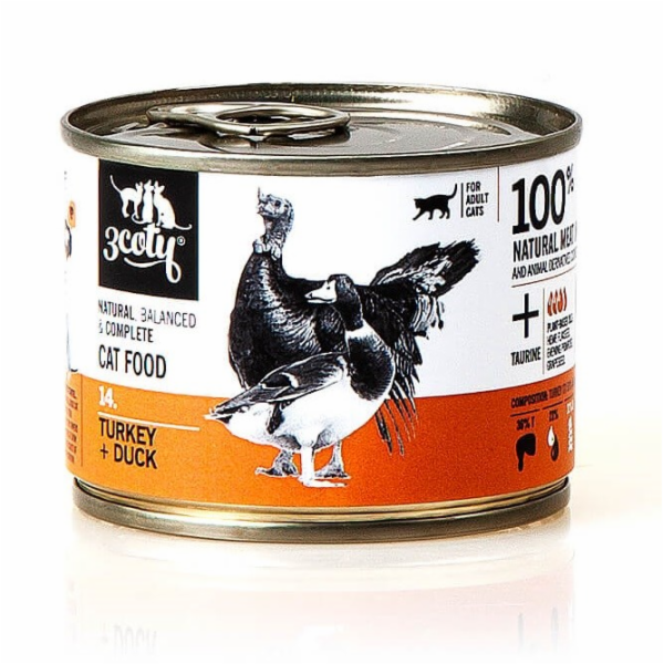 3COTY 14. Turkey and duck - mokré krmivo pro kočky - 180g