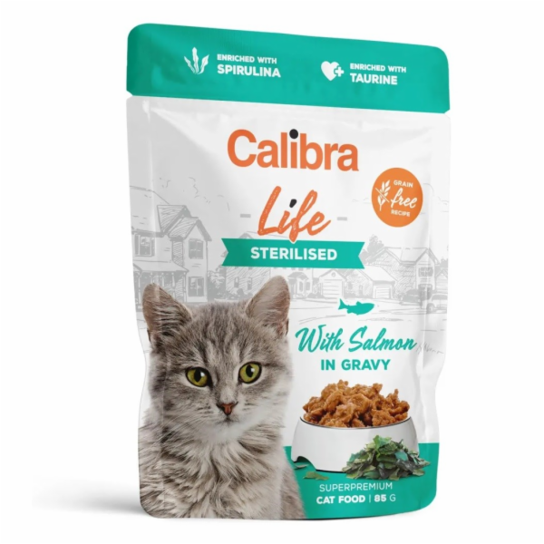 CALIBRA Cat Life pouch Sterilised Salmon in gravy - mokré...