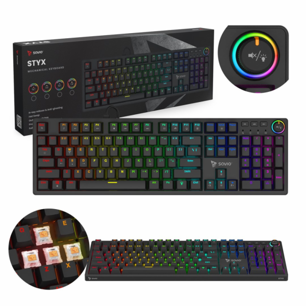 SAVIO STYX Mechanická klávesnice Outemu Peach Silent, Hot...
