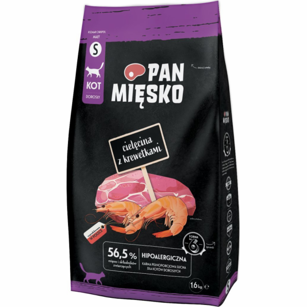 PAN MIĘSKO Veal with shrimps S - suché krmivo pro kočky -...