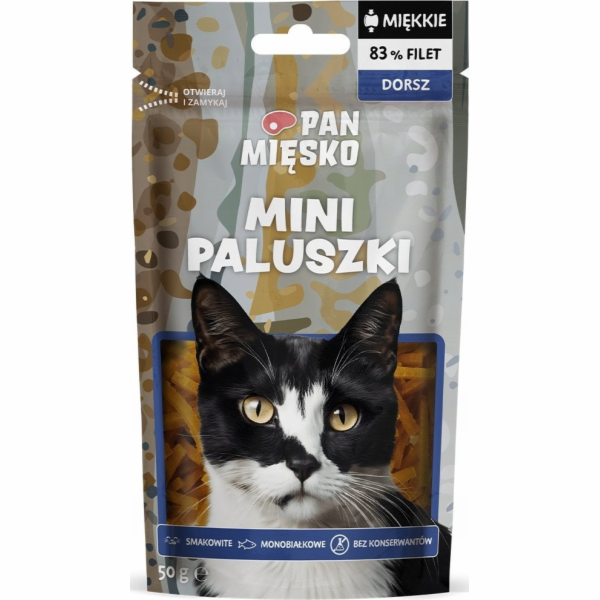 PAN MIĘSKO Mini Cod Fingers - pamlsek pro kočky - 50g