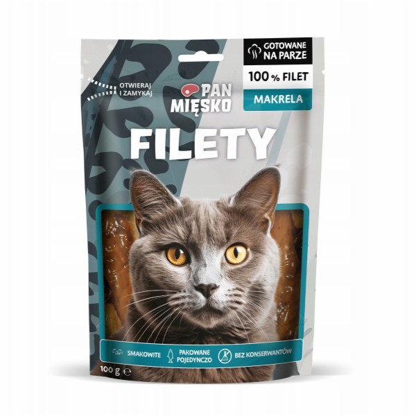 PAN MIĘSKO Mackerel fillets - pamlsek pro kočky - 100g