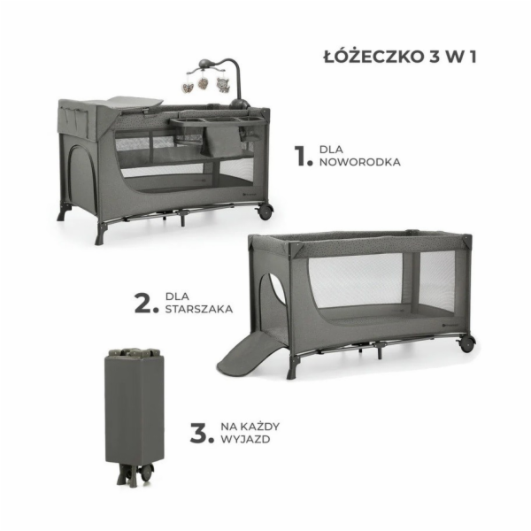 Cestovní postýlka KinderKraft JOY 2 DARK GREY