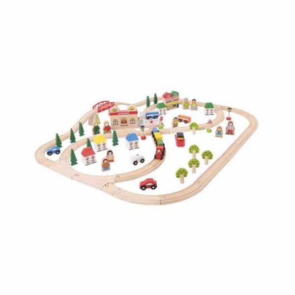 Bigjigs Rail Dřevěná vláčkodráha město a vesnice 101 dílů