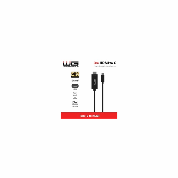 WG - Datový kabel Type-C na HDMI, 3 metry, 4K, černá