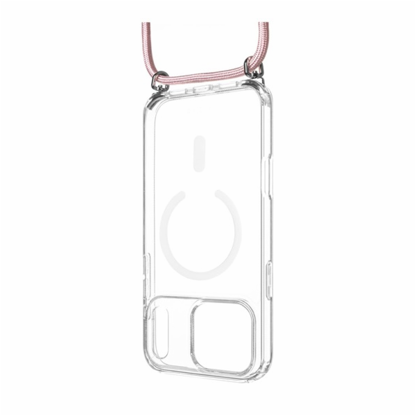 Pouzdro FIXED MagPure Neck s růžovou šňůrkou na krk pro A...