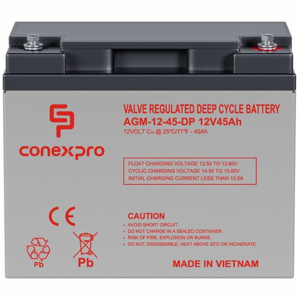 Baterie Conexpro AGM-12-45-DP VRLA AGM 12V/45Ah, M6, Deep...