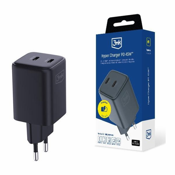 3mk síťová nabíječka - Hyper Charger PD 45W, černá