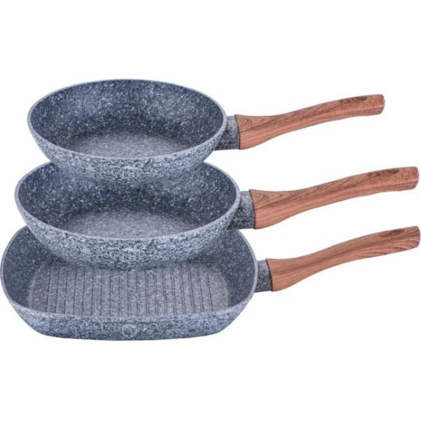 Sada pánví s mramorovým povrchem 3 ks 20 cm / 24 cm / gri...