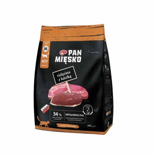 PAN MIĘSKO Veal with duck M - suché krmivo pro kočky - 400g