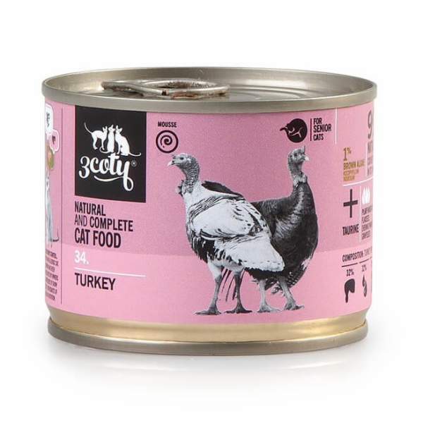 3COTY 34. Turkey Senior - mokré krmivo pro kočky - 180g
