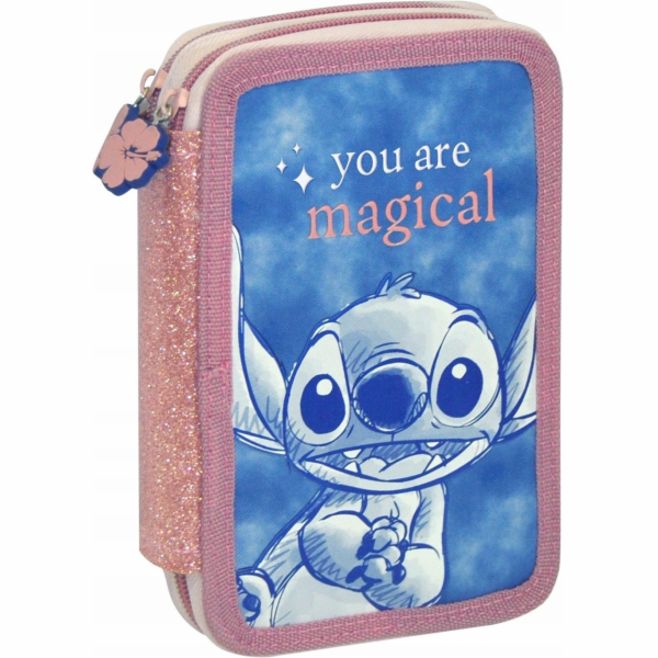 Kids Euroswan Dvoukomorový penál Stitch s příslušenstvím