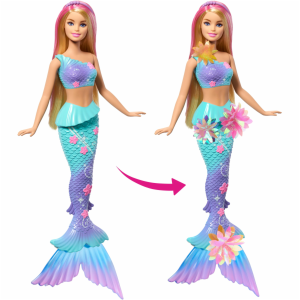 Mattel BRB MOŘSKÁ PANNA KVETOUCÍ KVĚTINY BLOND JDM72 WB4