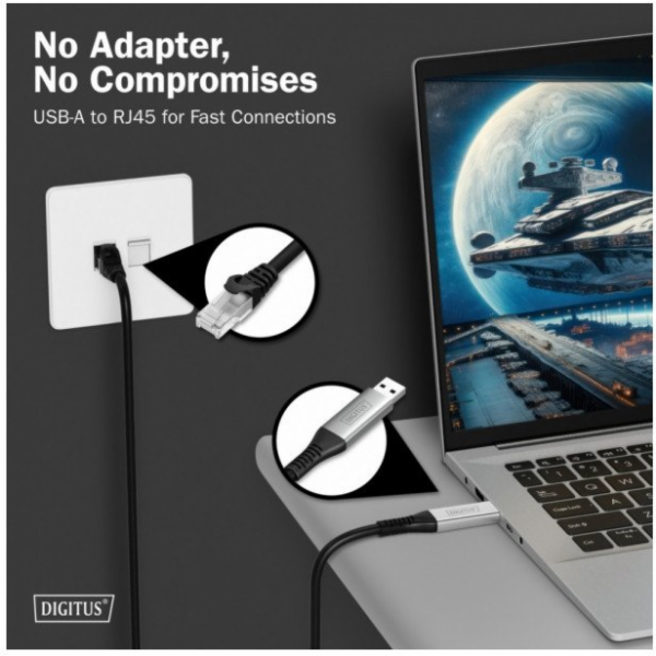 Digitus Adaptérový kabel USB-A - RJ45 Cat. 6A S/FTP, 1 Gb...