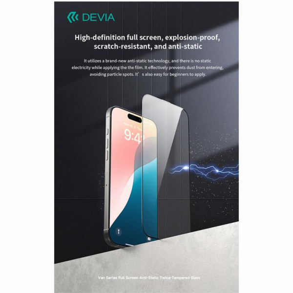 Deví ochranné sklo Van Series Anti-Static pro iPhone 16 P...