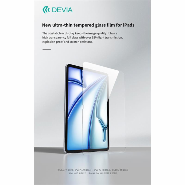 Deví ochranné sklo pro iPad Pro 11" M4 2024 - Crystal Clear