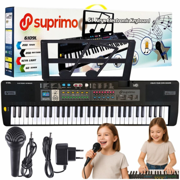 SUPRIMO 6109L - klávesnice s mikrofonem pro výuku hry, ur...