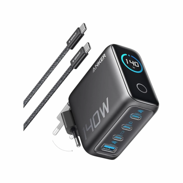 Nabíječka do sítě Anker 140W, 3xUSB-C, 1x USB-A šedá