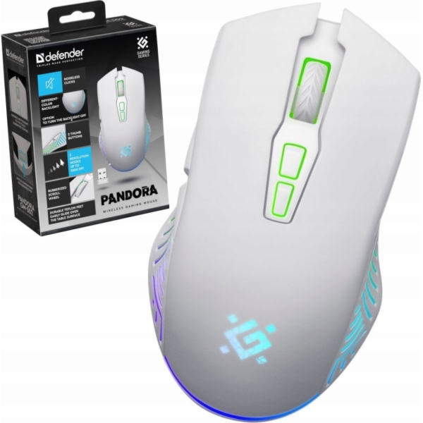 WIRELESS MOUSE DEFENDER PANDORA RF WHITE 3200dpi 7P
