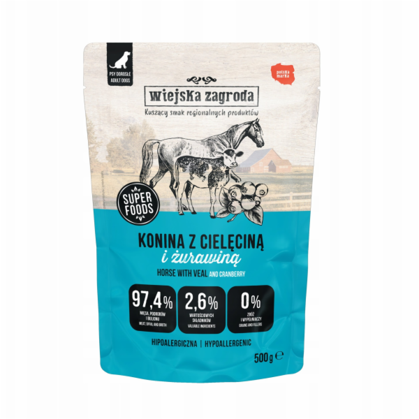 WIEJSKA ZAGRODA Horse meat with veal - vlhké krmivo pro p...