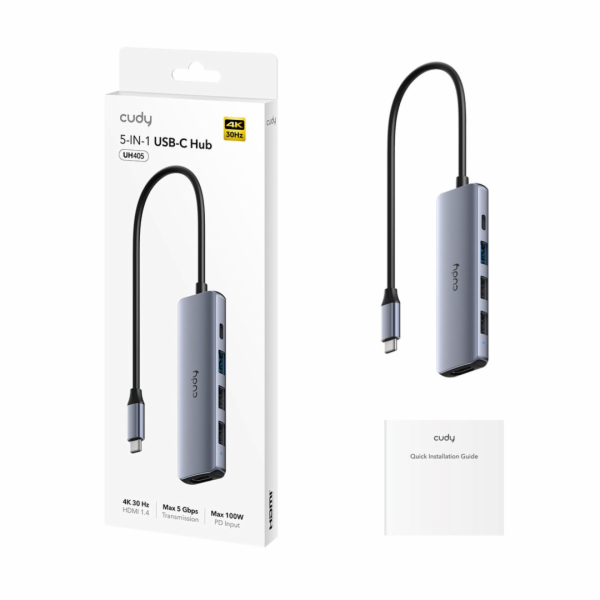 CUDY UH405 Hub 5-IN-1 USB-C s HDMI 4K