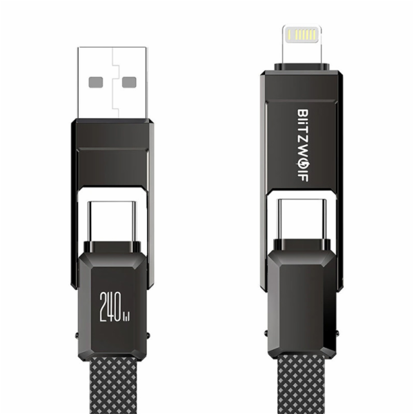 Blitzwolf BW-HDC7 4 v 1 USB+C+Hromosvod 240W 1,2 m (černý)