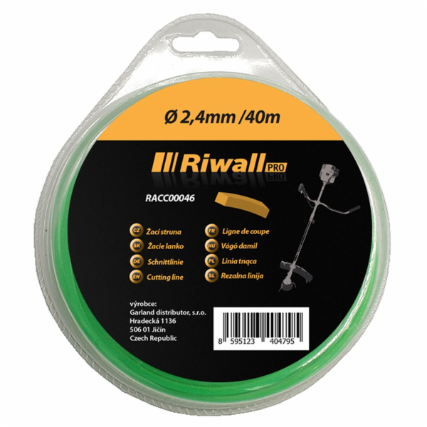 Riwall PRO Žací struna pr. 2,4mm, délka 40m, čtvercový pr...