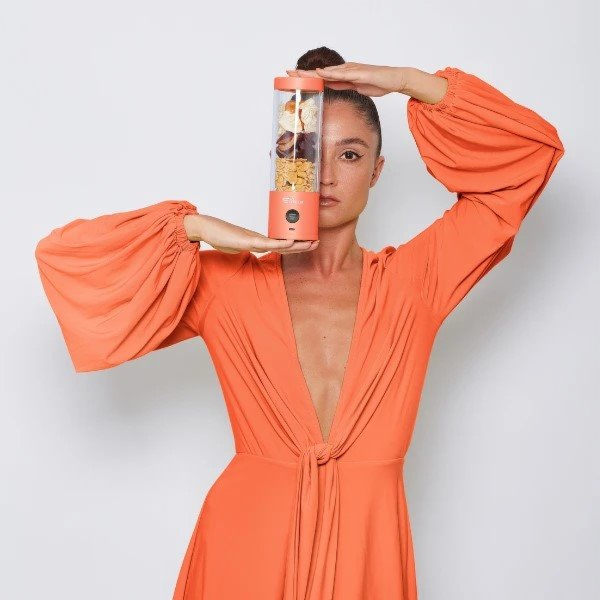 FitStream Pro Neon Orange, přenosný, USB nabíjecí mixér