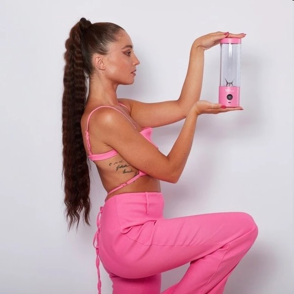 FitStream Pro Pink , přenosný, USB nabíjecí mixér