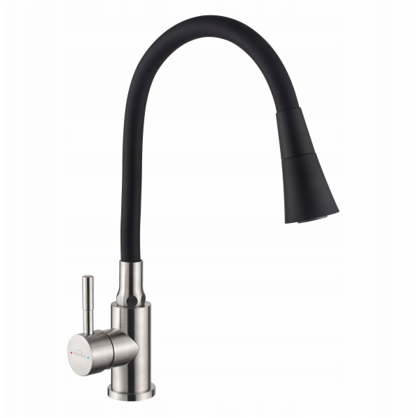 Invena Kuchyňská baterie Gabi, nerezová ocel/černá BZ-87-...