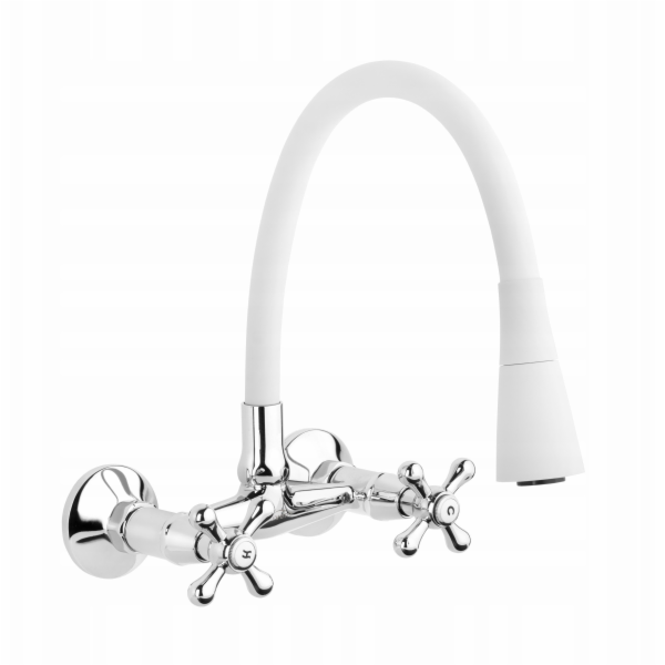 Invena Nástěnná kuchyňská baterie Roma, bílá/chrom BC-24-...