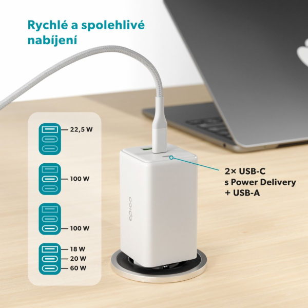 Epico UltraBoost GaN 100W síťový adaptér EA100 