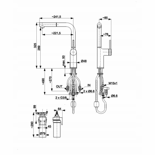 KFA Kuchyňská baterie s funkcí filtrace vody a výsuvným v...