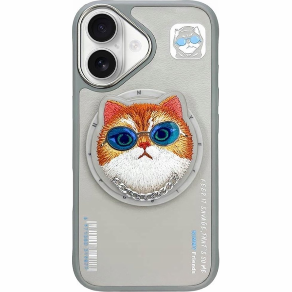 Scool Pouzdro Nimmy Glasses Cool Cat na iPhone 16 šedé