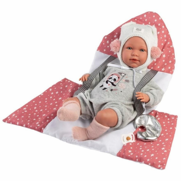 Panenka Llorens 74136 Mimi plačící miminko 42 cm s nosičem