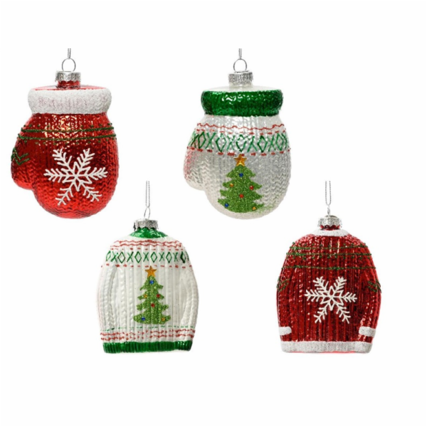 Vánoční hračka na stromeček Rukavice, 11 cm, sklo