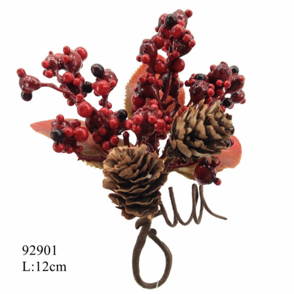 Umělá větvička Christmas Touch, červená, 12 cm