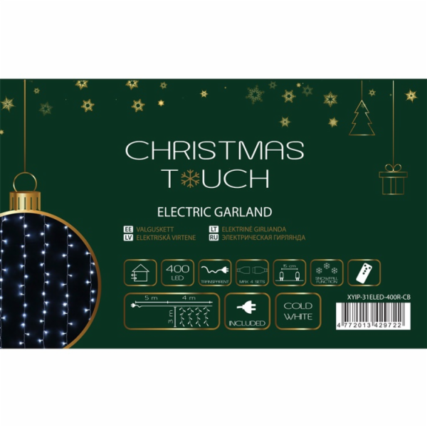 LED světelná clona Christmas Touch, 4 m, studená bílá
