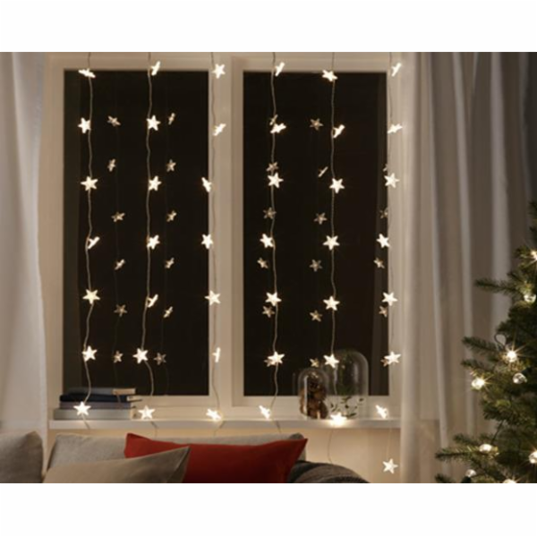 Světelný řetěz Star Curtain, 1,5x1m, teplá bílá, 48LED