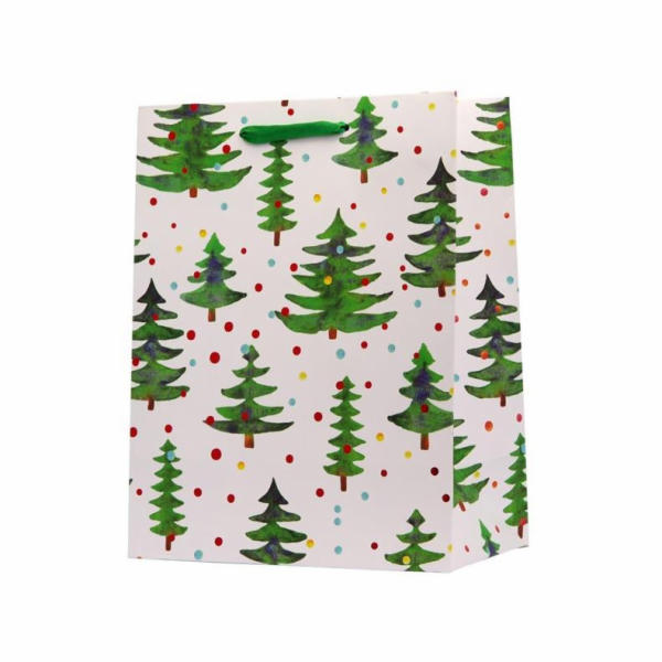 Dárková taška Canpol TL-30S, vánoční stromky, 32,4 x 26,4 cm