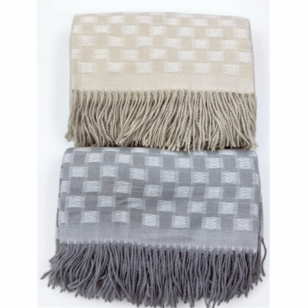 Plaid Domoletti CHECKERS, béžový, 130 cm x 160 cm