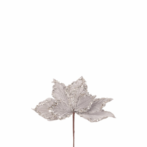 Umělá květina, vánoční hvězda Christmas Touch, šedá, 28 cm