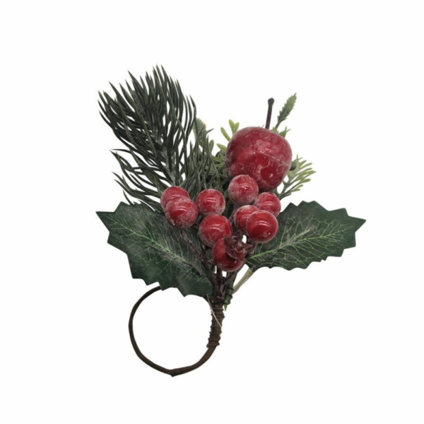 Umělá větvička / držák na ubrousky, červená/zelená, 15 cm