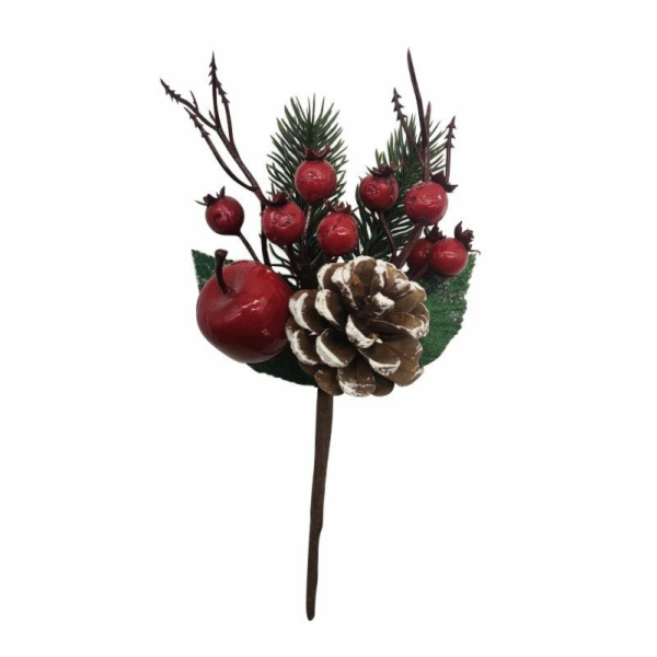 Umělá větvička Christmas Touch, červená/zelená, 19 cm