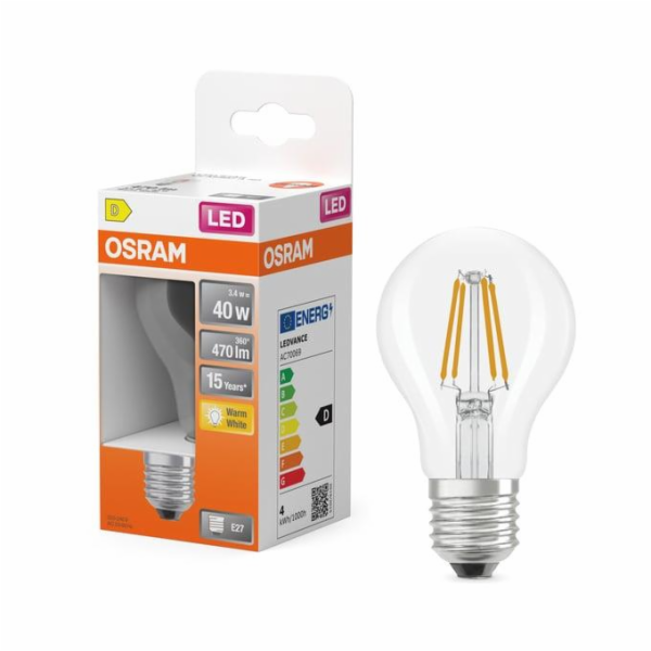 LEMP LED FIL A60 3,4W E27 2700K 470LM