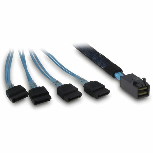 Inter-Tech SFF kabel 8643 - 4x SATA/SAS - 0,7m výhybka