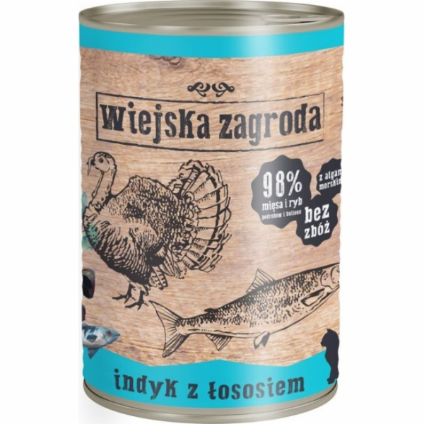 Wiejska Zagroda Krůta s lososem Mokré krmivo pro kočky 400g